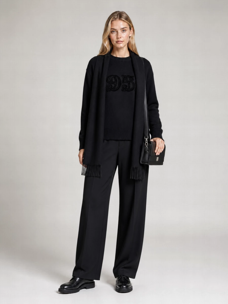 Max Mara Cashmere Wool Oversized Ribbed Crewneck Sweatshirt