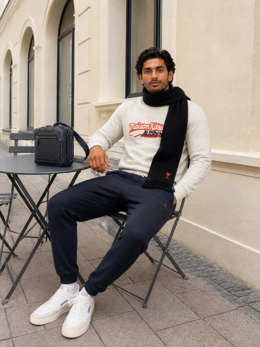 Autry maison kitsune sweatshirt navy joggers sneakers