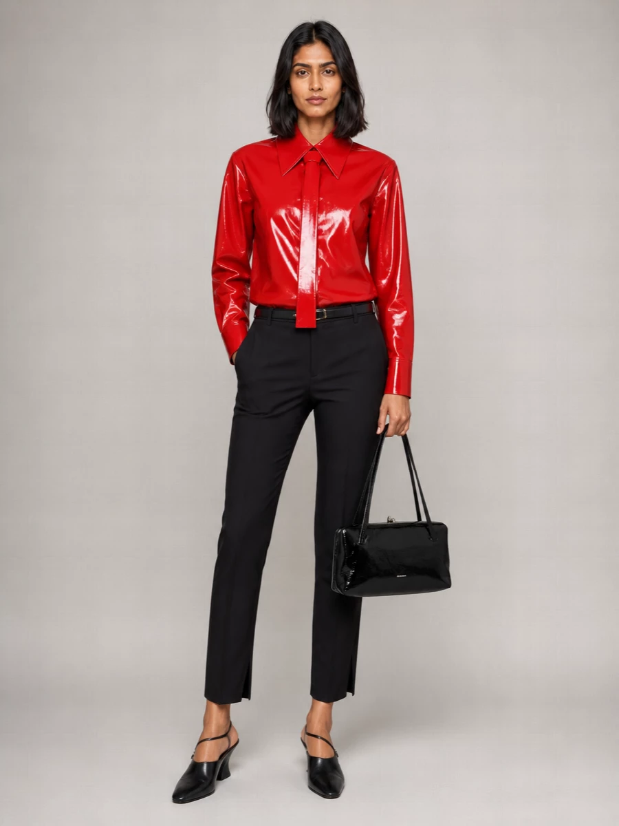 Jil Sander Shiny Shirt With Tie