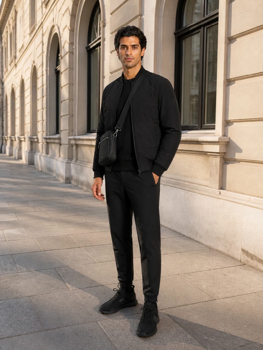 Boss black bomber track pants sneakers