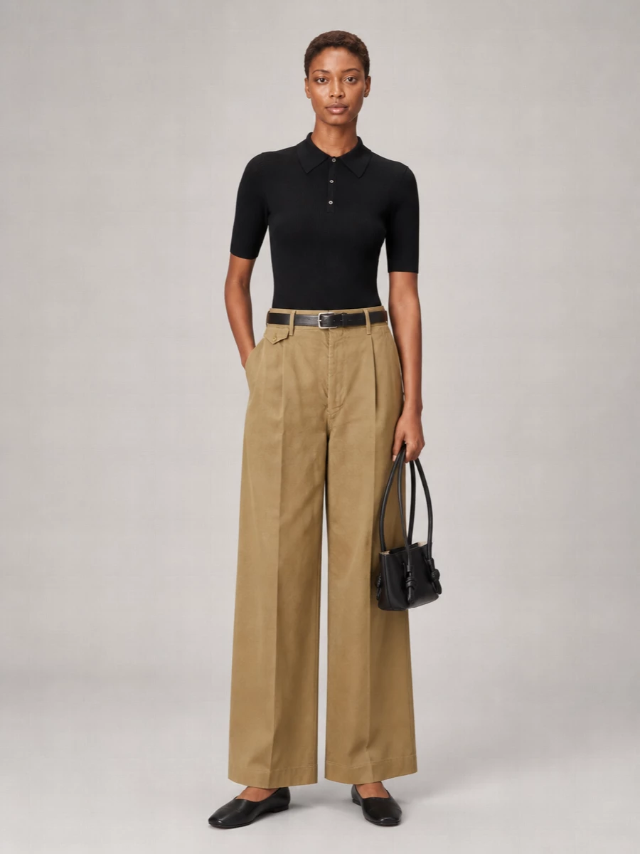 Auralee Ribbed Polo Top