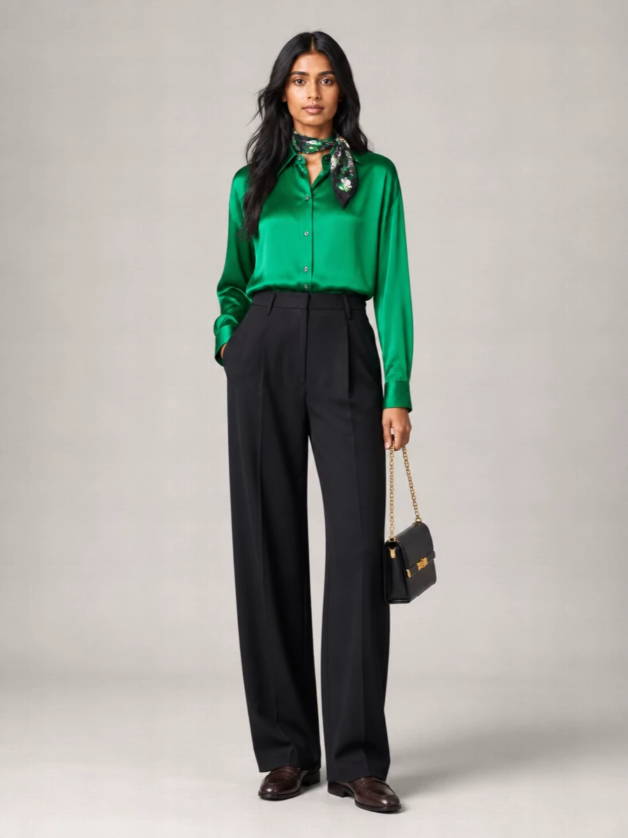 Dries Van Noten Silk Long Shirt Mini Dress
