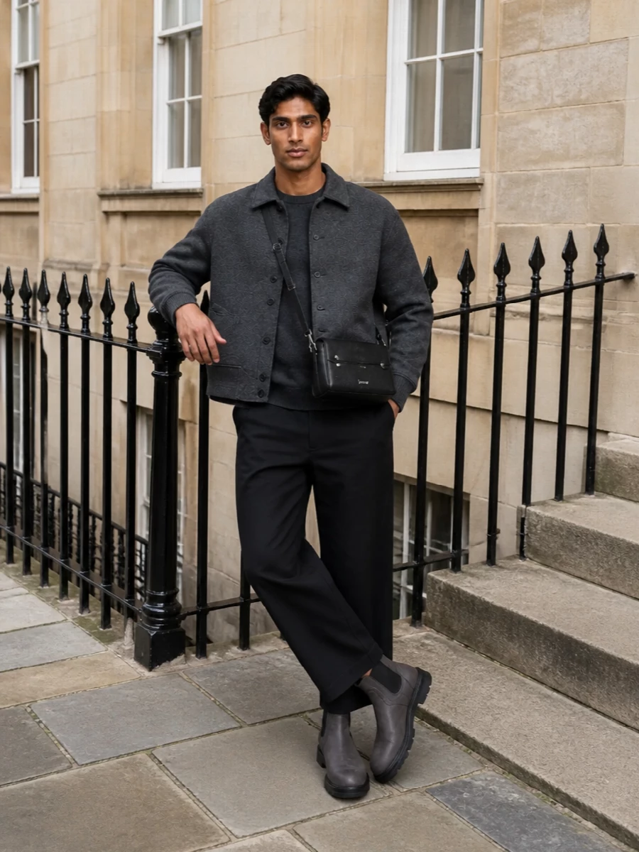 Jacquemus bomber cropped trousers chelsea boots
