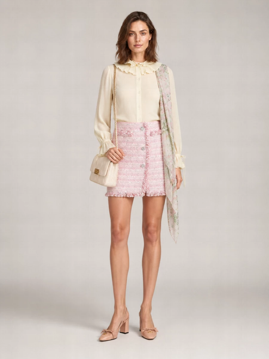 Giambattista Valli Bouclé Fringed Mini Skirt
