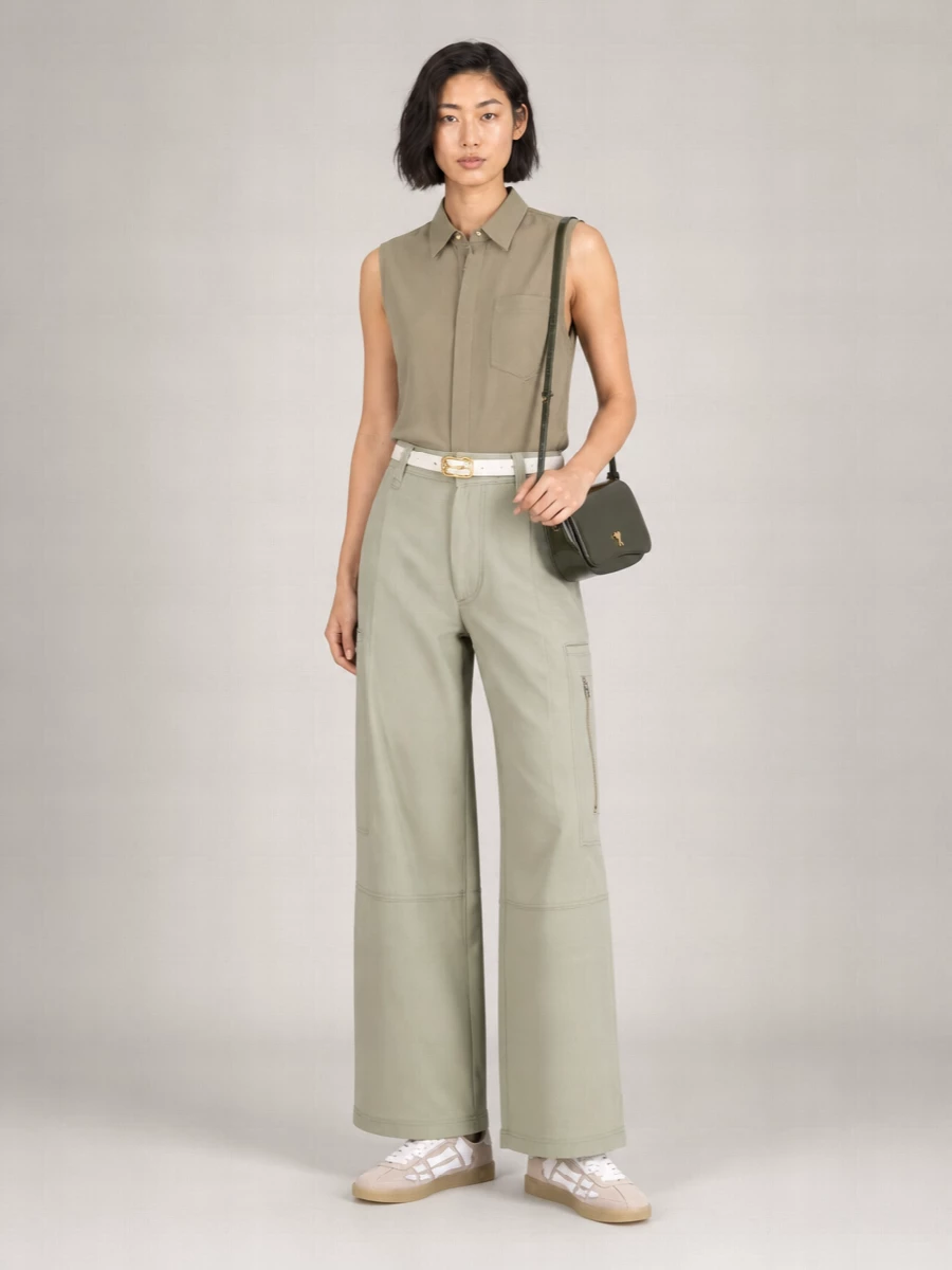 Ami Paris Wide-Leg Pleated Trousers