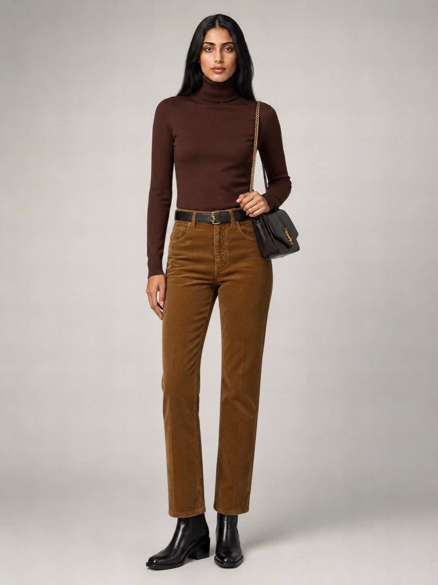 Saint Laurent Organic Cotton High-Rise Wide-Leg Corduroy Trousers
