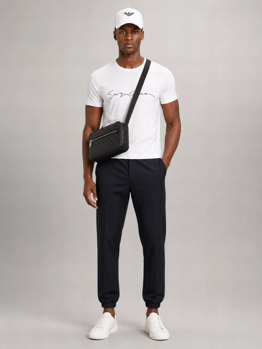 Giorgio Armani Leather Low-Top Lace-Up Sneakers