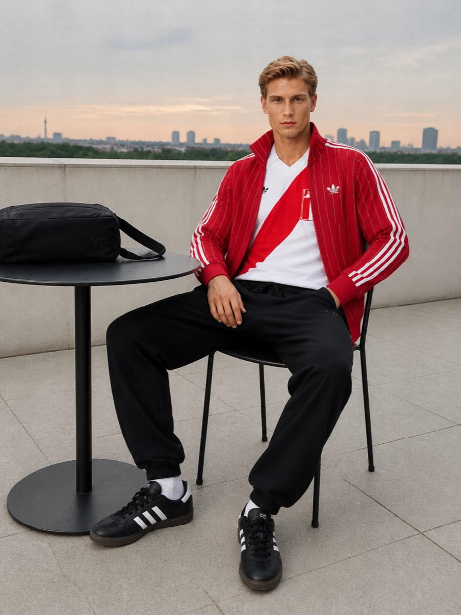 Adidas retro track jacket outfit y3 pants