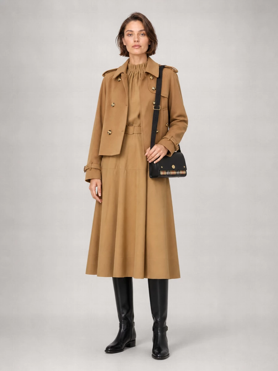 Burberry Cashmere Cropped Double-Breasted Trench Coat