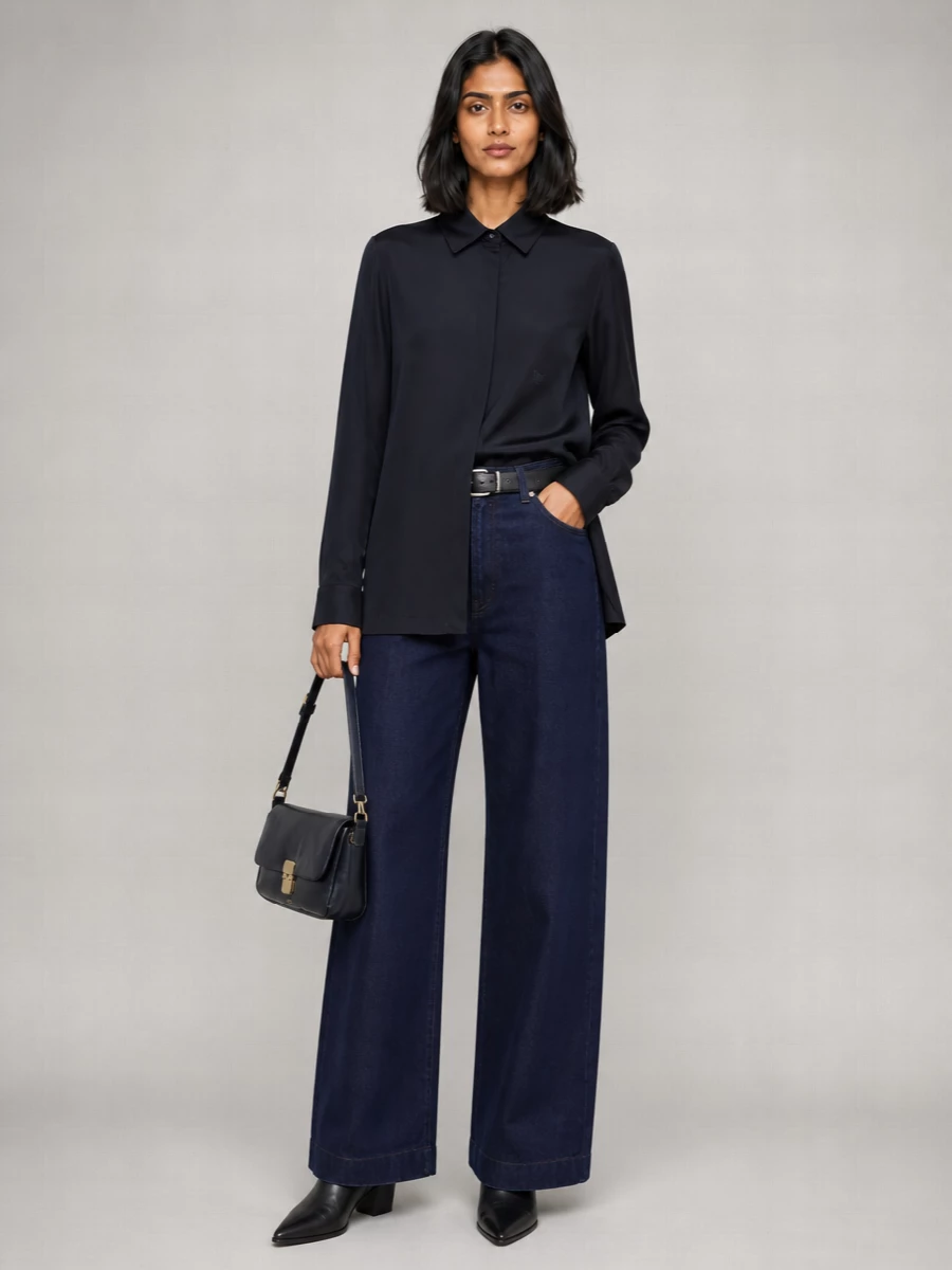 7 For All Mankind High-Rise Pleated Wide-Leg Jeans