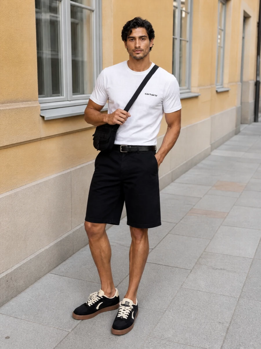 Carhartt tee black cargo shorts sneakers