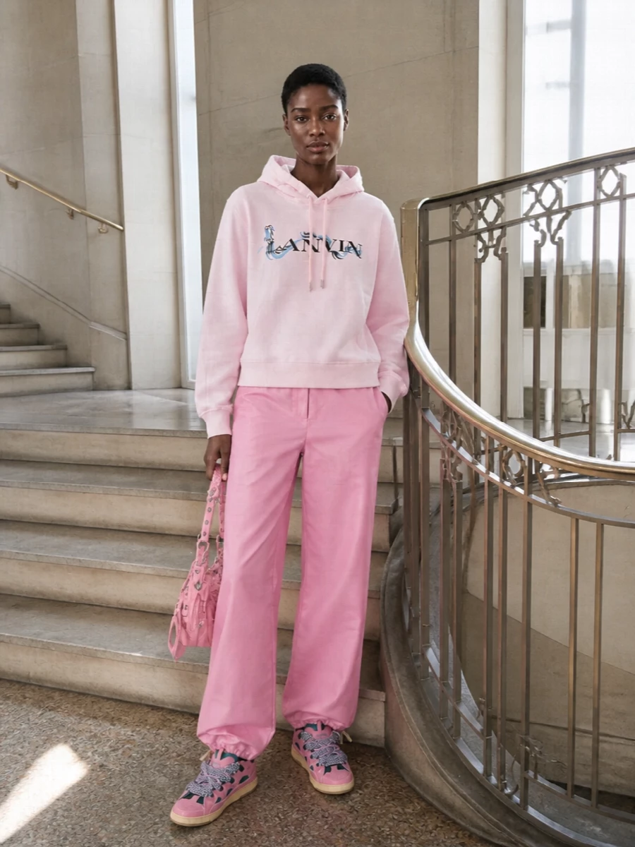 Lanvin pink hoodie marni trousers balenciaga bag