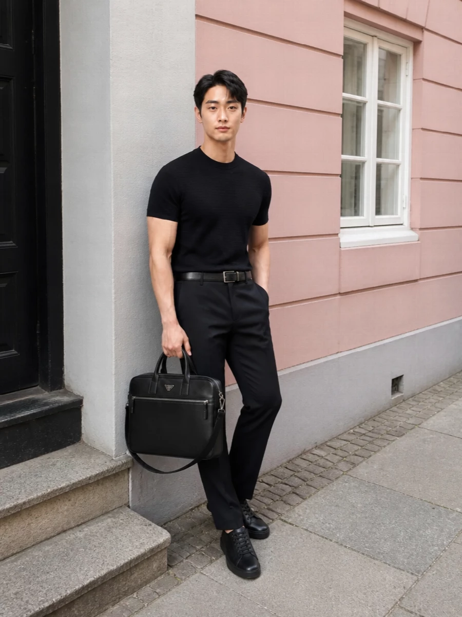 Emporio armani black knit navy tailored trousers