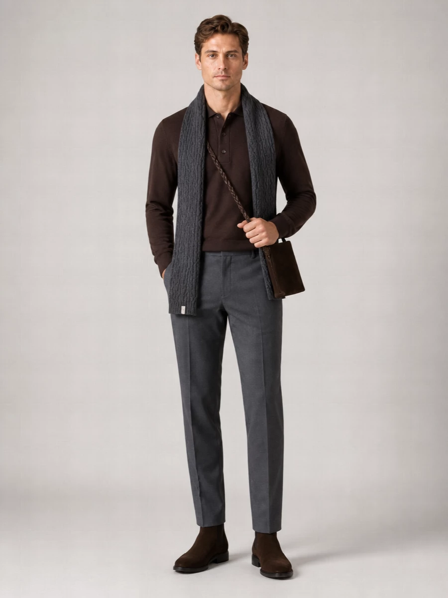 Zanone Cashmere Wool Long-Sleeve Polo Shirt