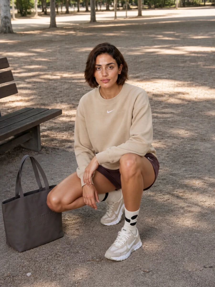 Nike neutral sweatshirt fleece shorts runners