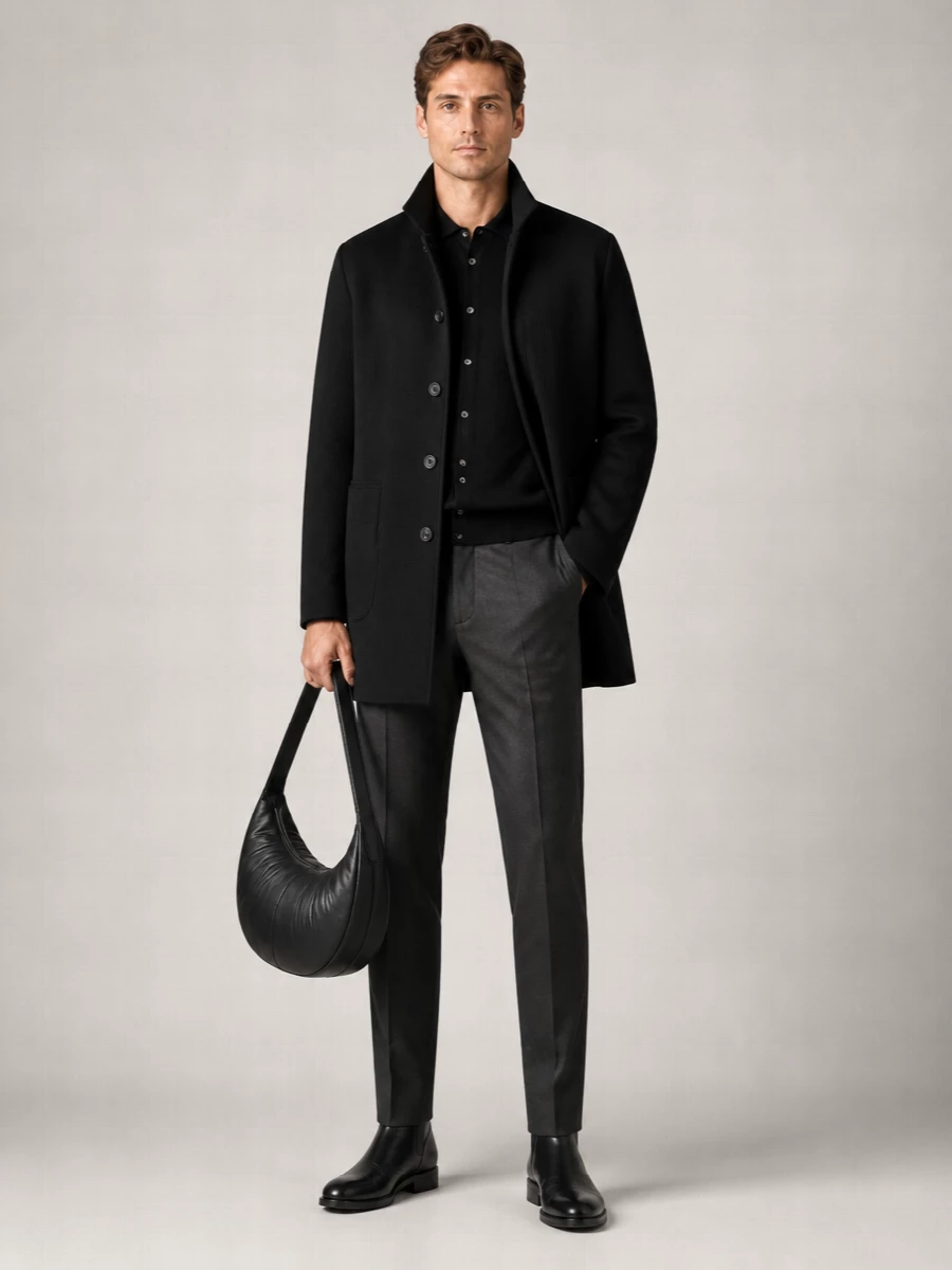 Lardini Wool Full-Length Single-Breasted Coat