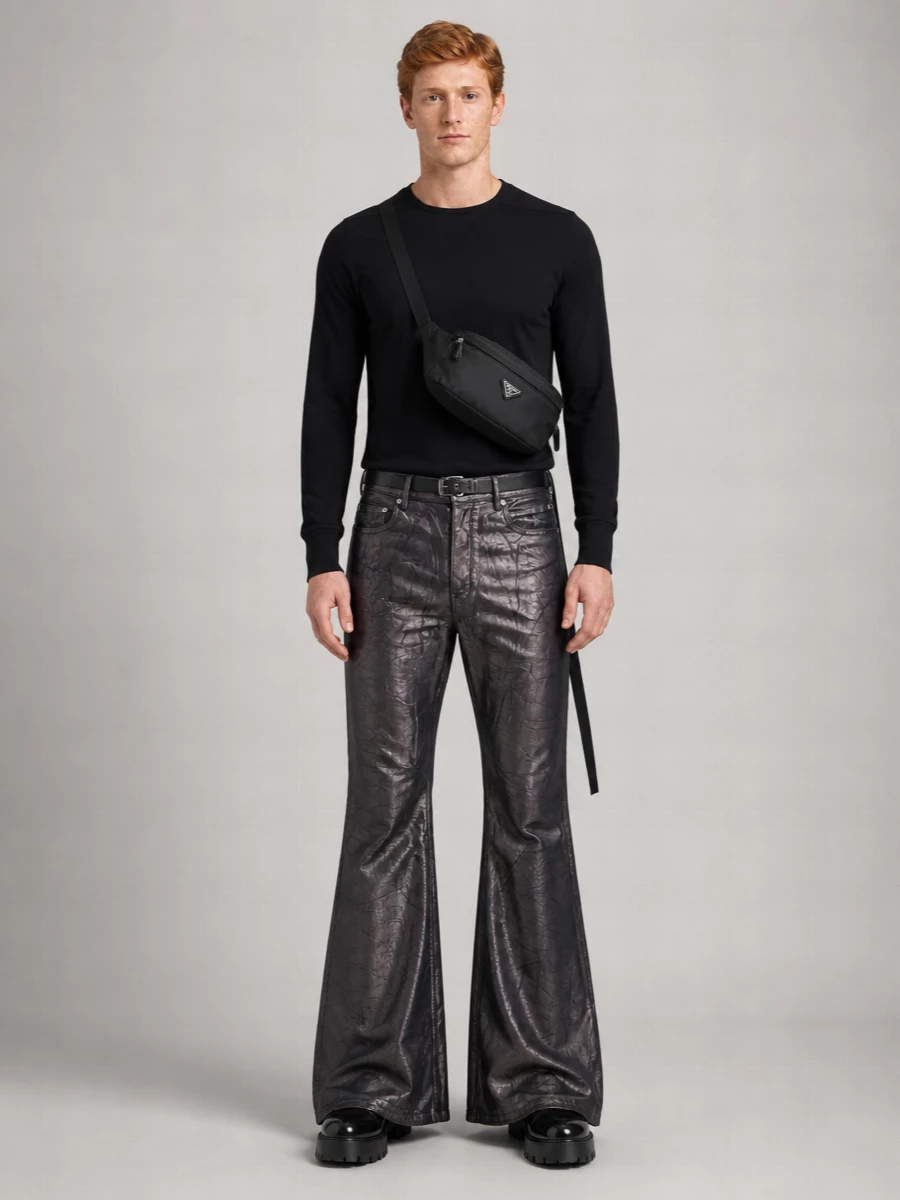 Rick Owens Drkshdw Flared Trousers With Pockets And Loops
