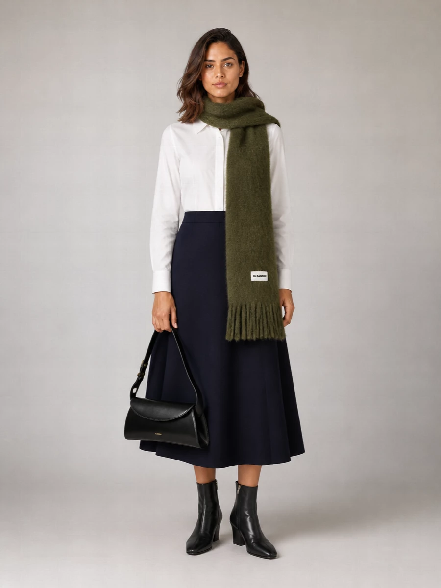Jil Sander Wool Maxi A-Line Skirt