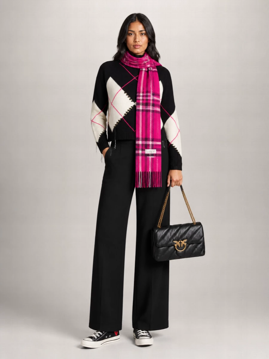 Burberry Embroidered Cashmere Fringed Scarf
