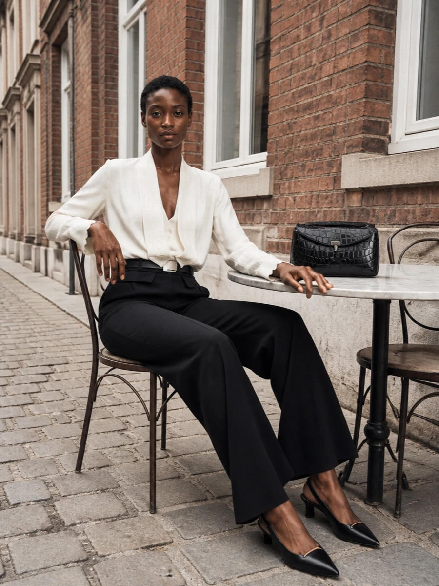Elisabetta franchi wide leg trousers ivory blouse