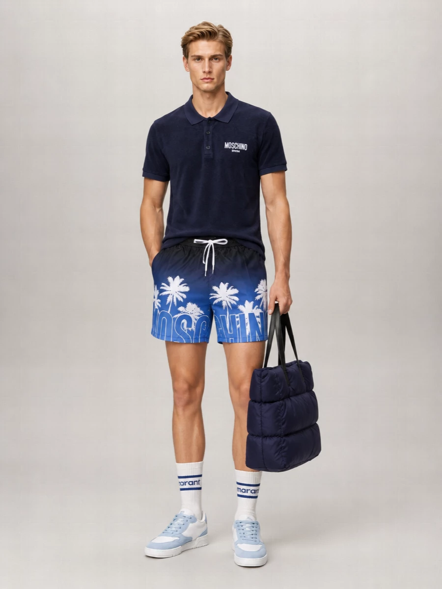 Moschino Logo Print Short Sleeve Polo Shirt