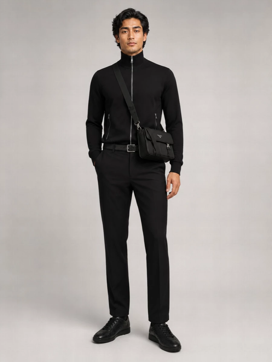 Prada Wool Stand Collar Zip Jacket