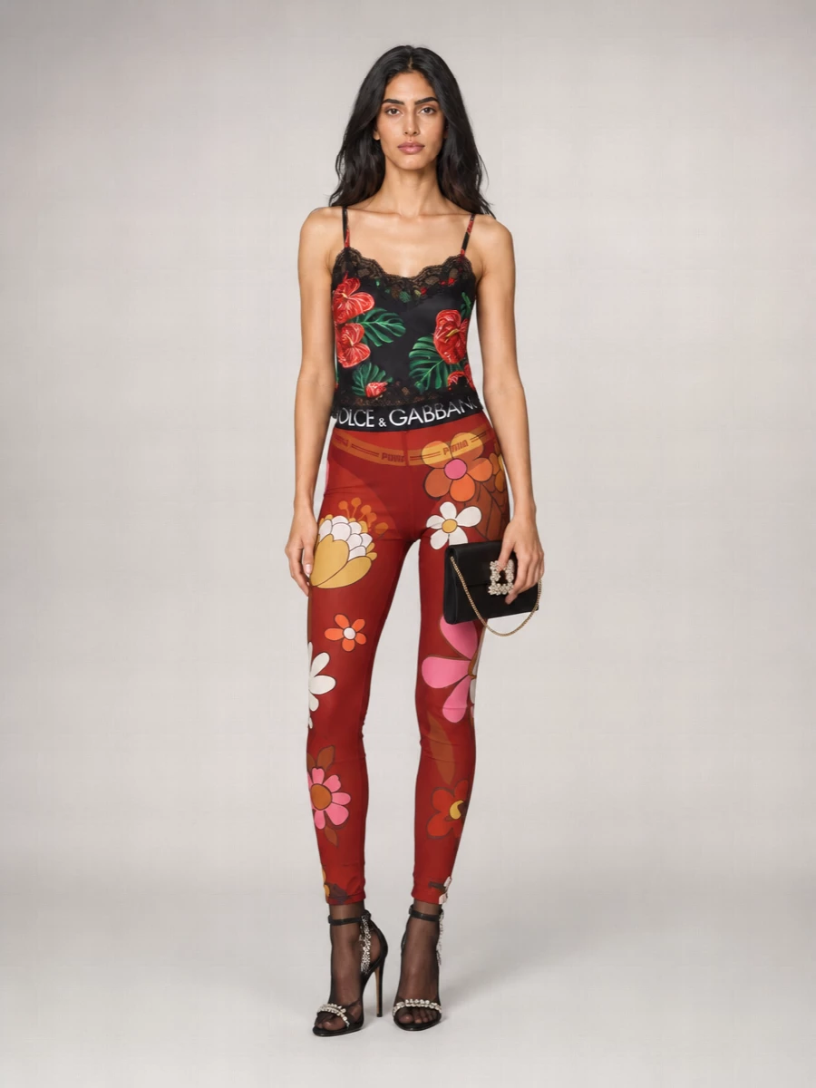 Dolce&Gabbana Silk Floral Print Lace Trim Camisole Top