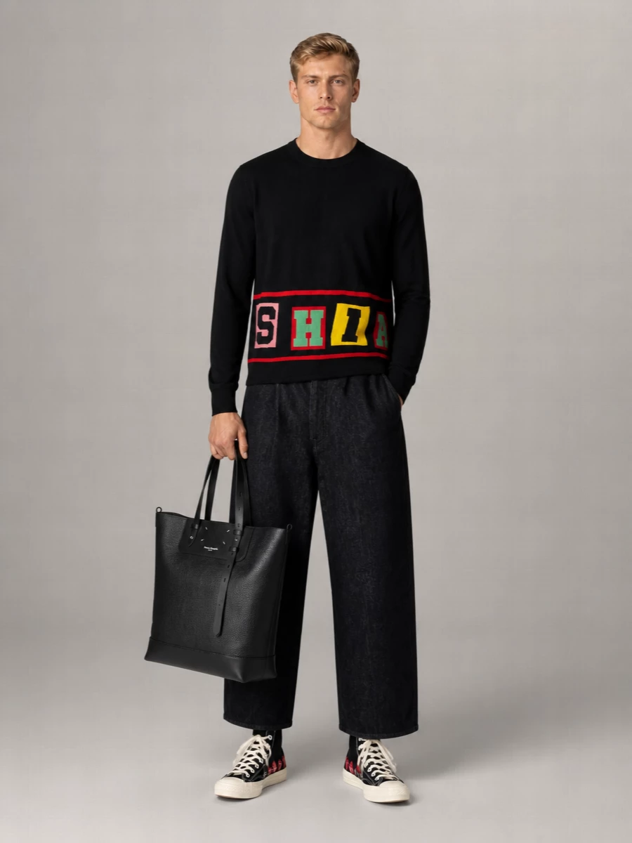 Comme Des Garçons Graphic Design Crew Neck Long Sleeve Sweater
