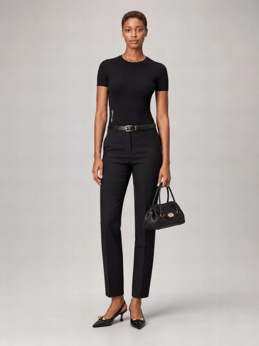 Lanvin Wool Ribbed-Collar T-Shirt