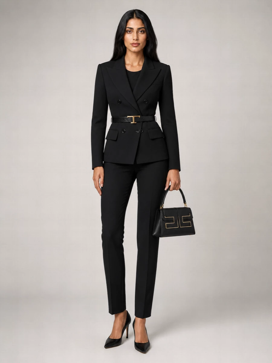 Elisabetta Franchi High-Rise Straight-Leg Suit Trousers