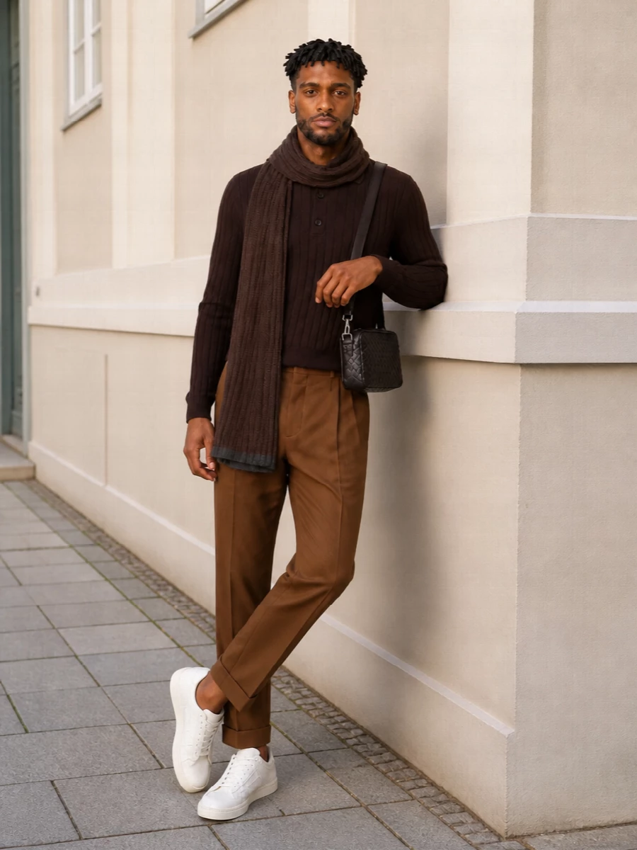 Amiri brown polo caramel trousers sneakers