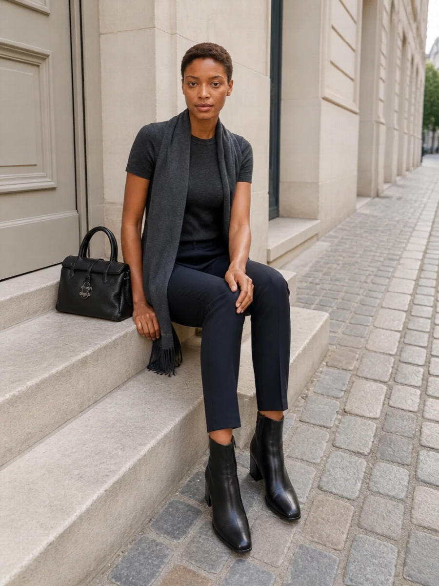 S max mara charcoal knit navy tailored trousers