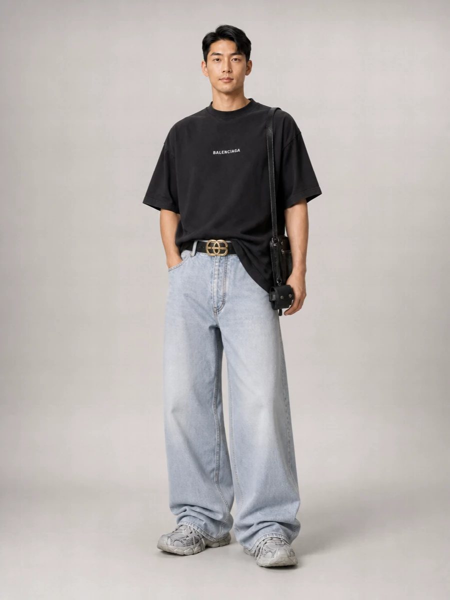 Balenciaga Distressed Wide-Leg Jeans