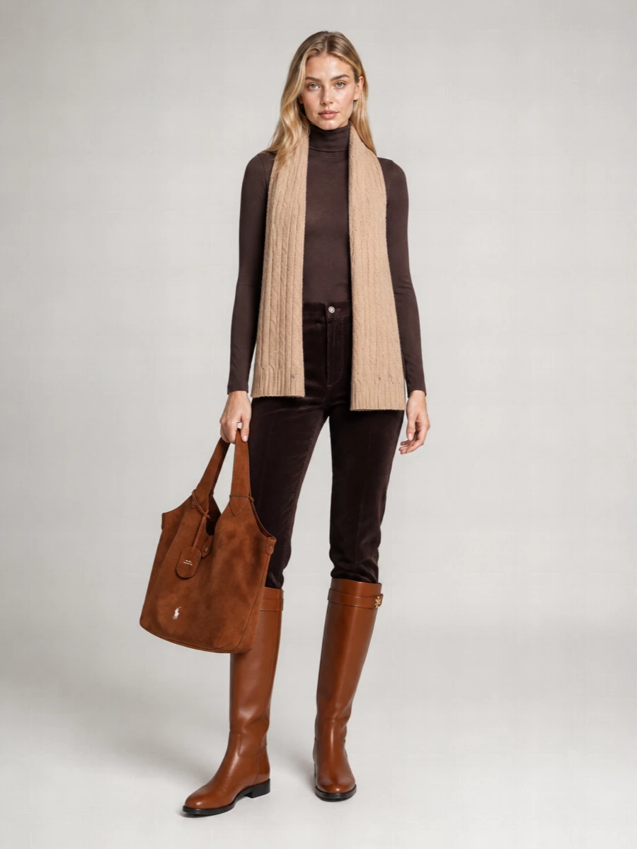 Ralph Lauren Wool Semi Sheer Ribbed High Neck Sweatshirt