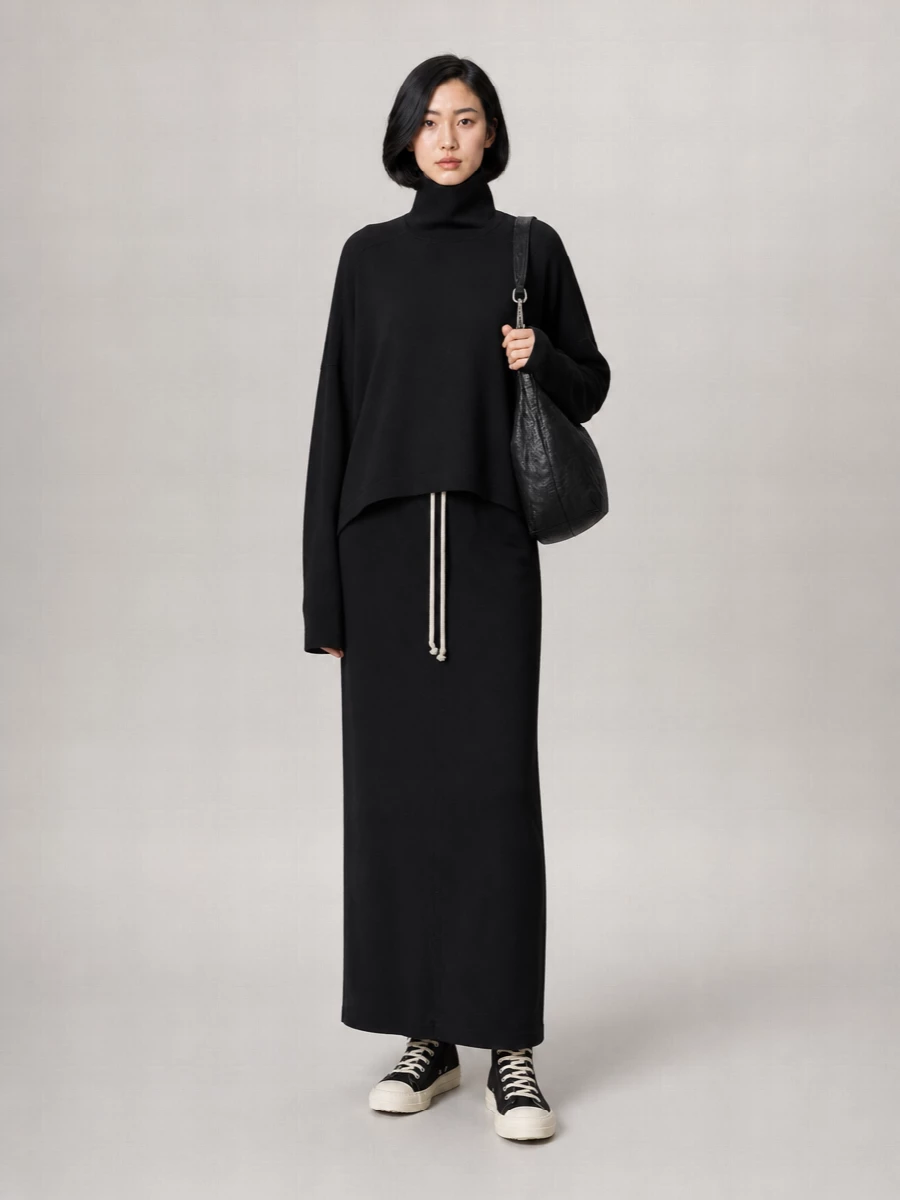 Rick Owens Drkshdw Soft Edfu Cotton Midi Skirt