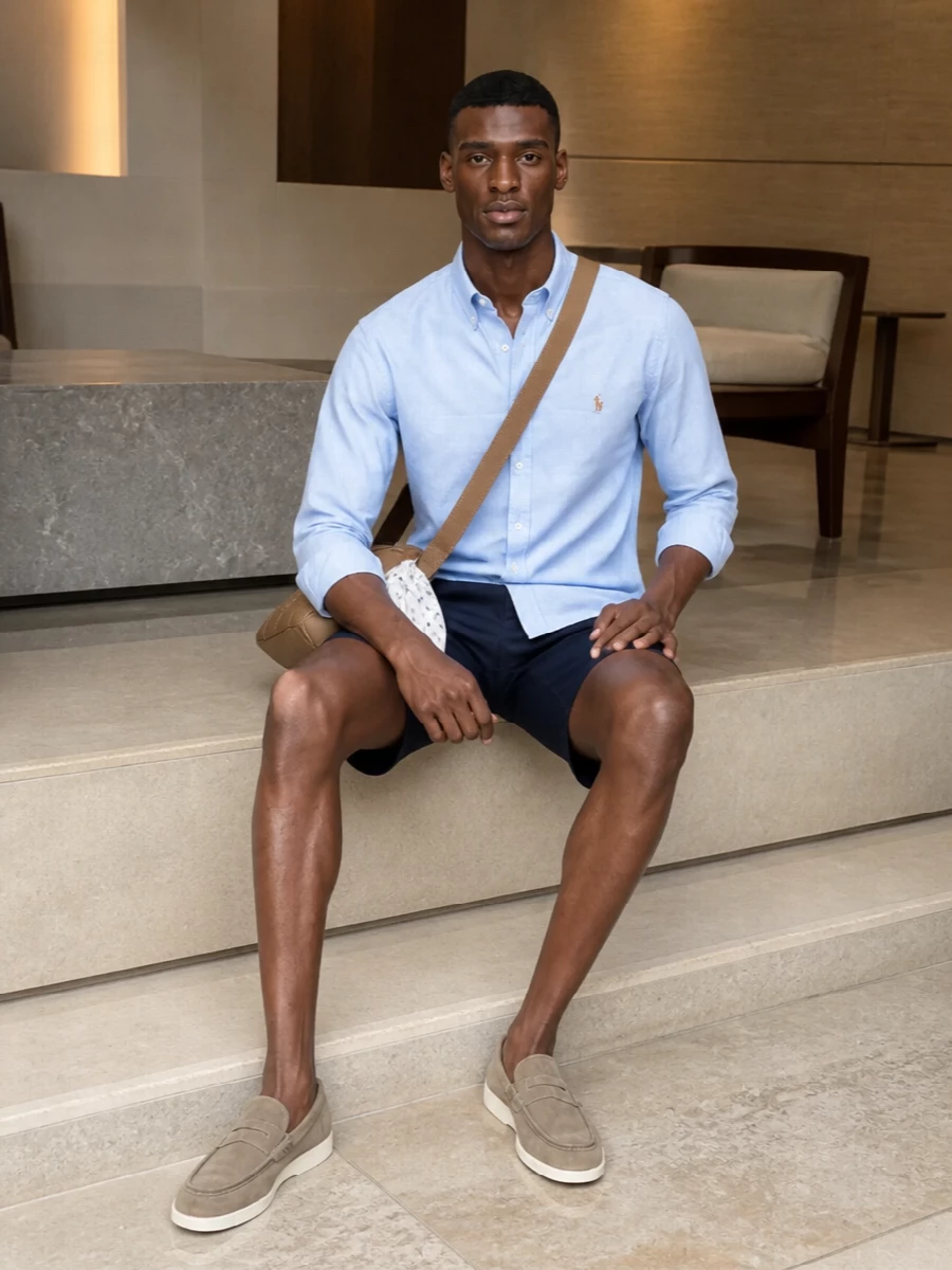 Polo ralph lauren oxford navy shorts tods loafers