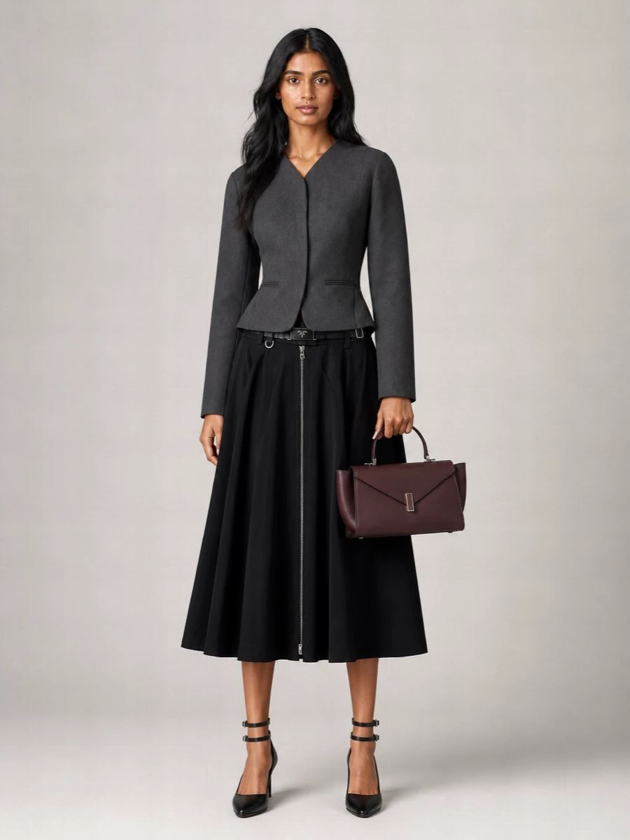 Prada Recycled Nylon Flared Midi Skirt