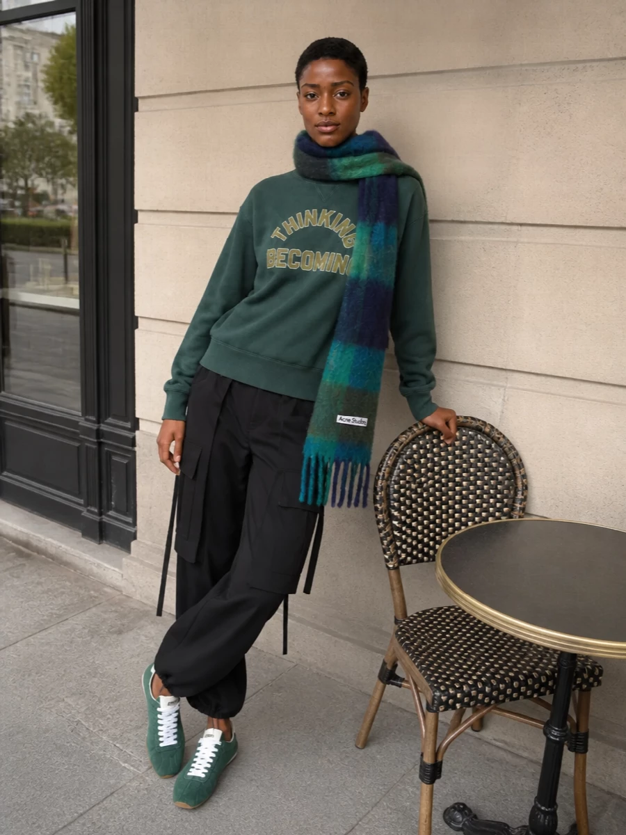 Sacai sweatshirt cargo pants miu miu sneakers
