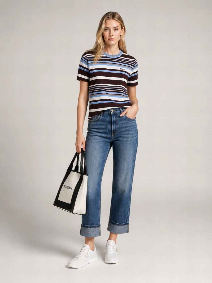 Prada Striped Cotton Short-Sleeve T-Shirt