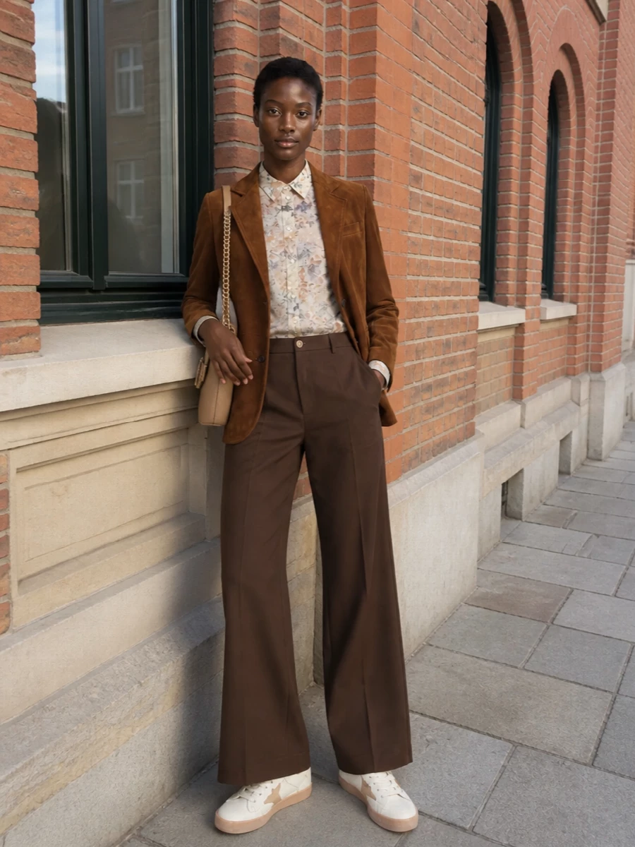 Golden goose blazer gucci wide leg trousers outfit