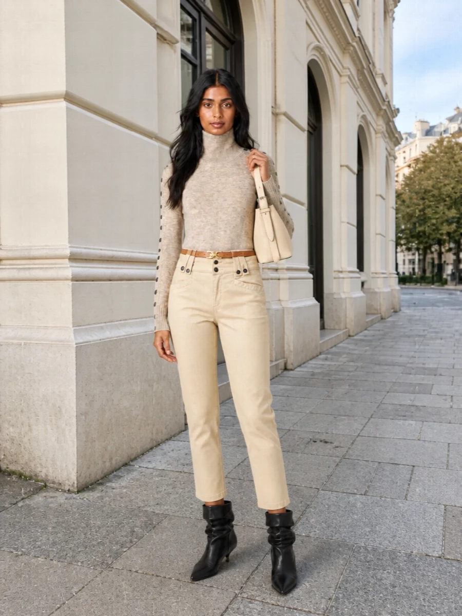 Isabel marant beige trousers turtleneck boots