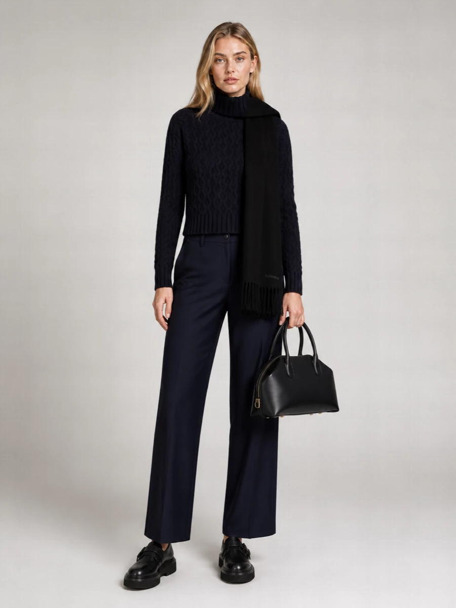 Weekend Max Mara Cable-Knit Wool Mock-Neck Jumper