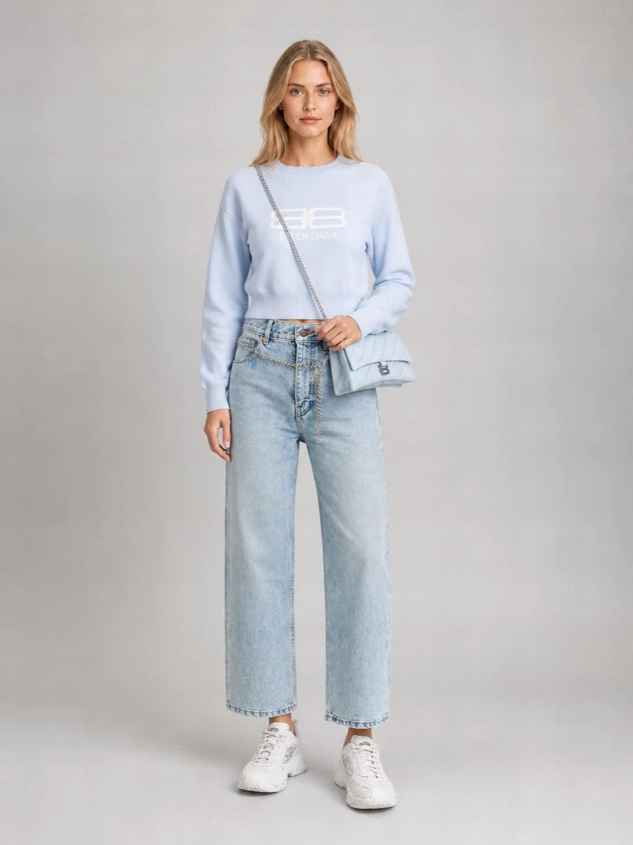 Balenciaga Denim Distressed Mid-Rise Capri Jeans