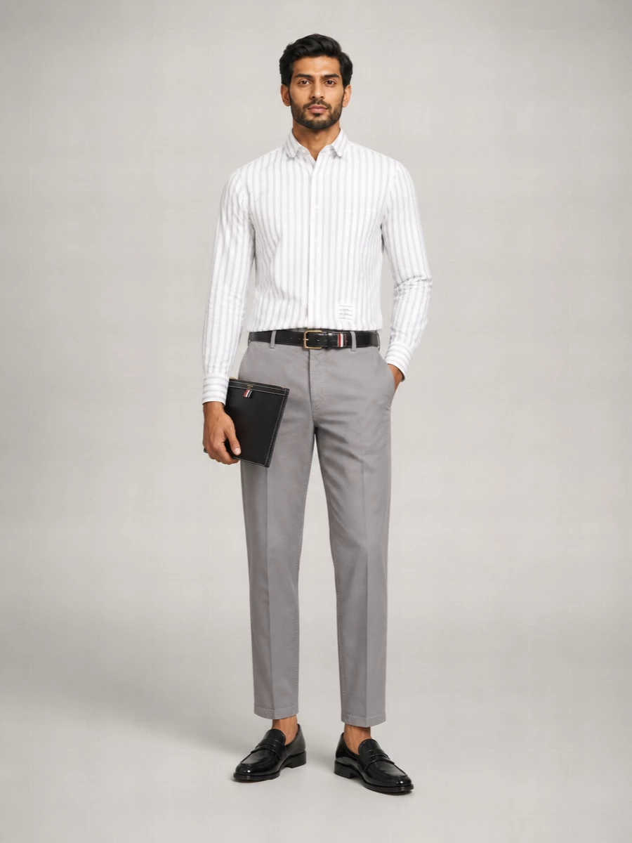 Thom Browne Cotton Straight-Leg Chino Trousers