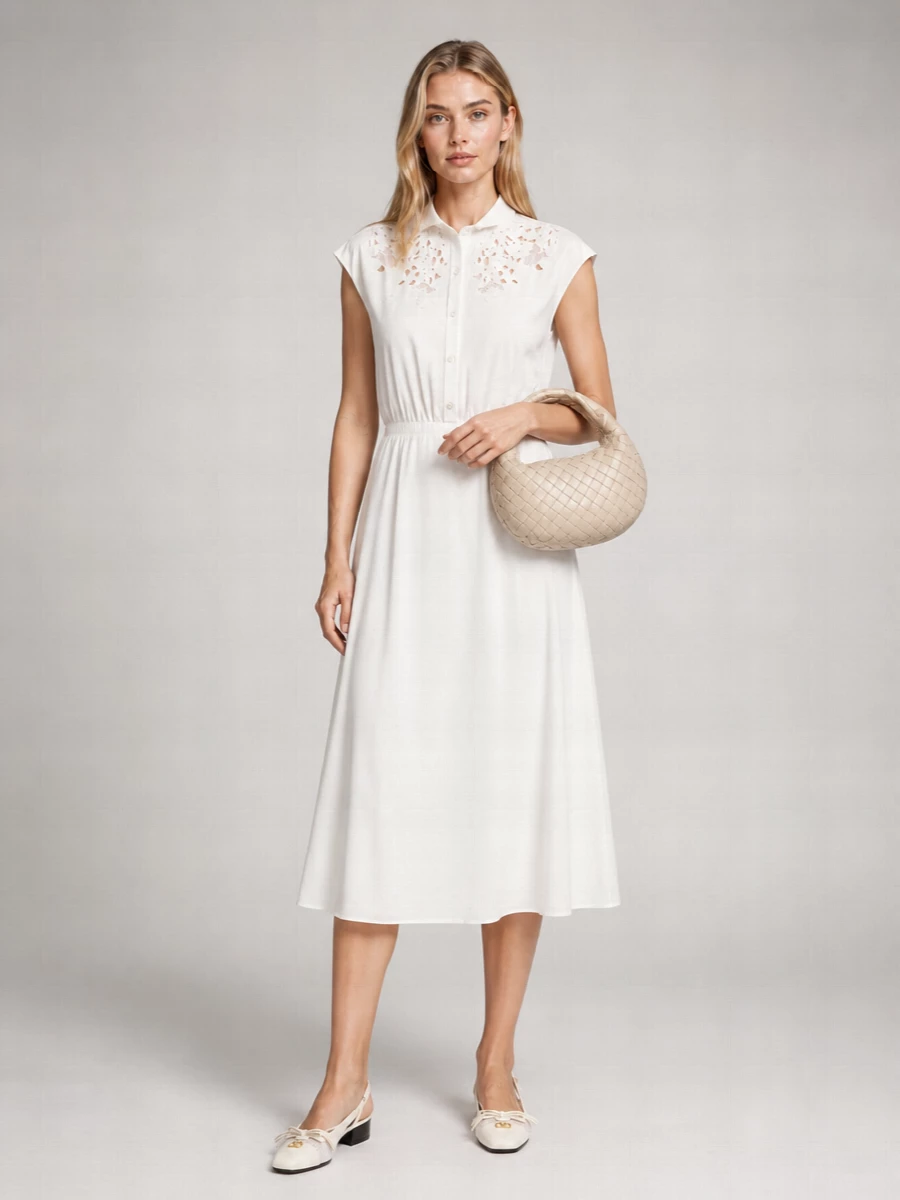 Valentino Garavani Cotton Embroidered Midi Dress