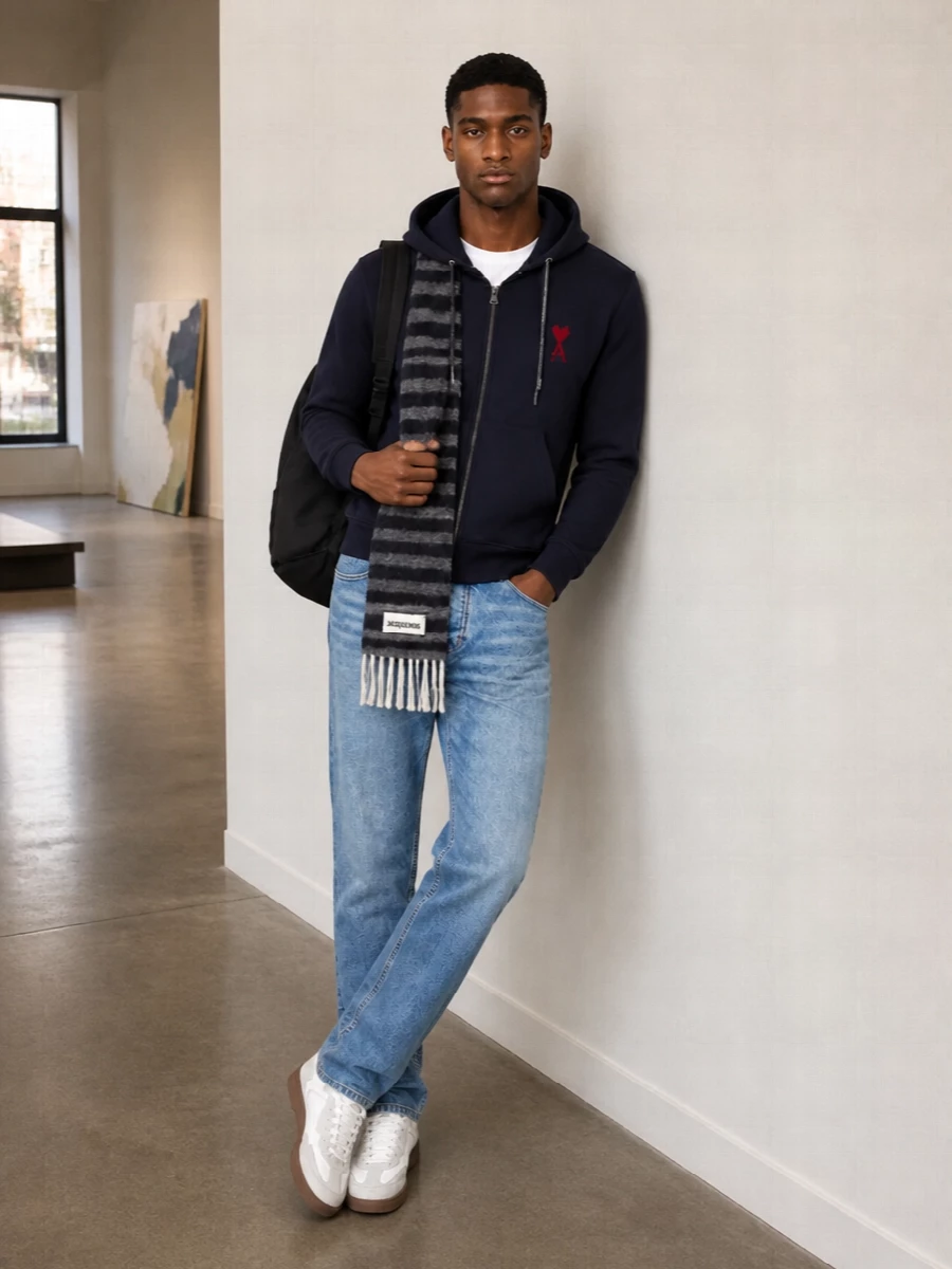 Ami hoodie straight jeans arigato sneakers
