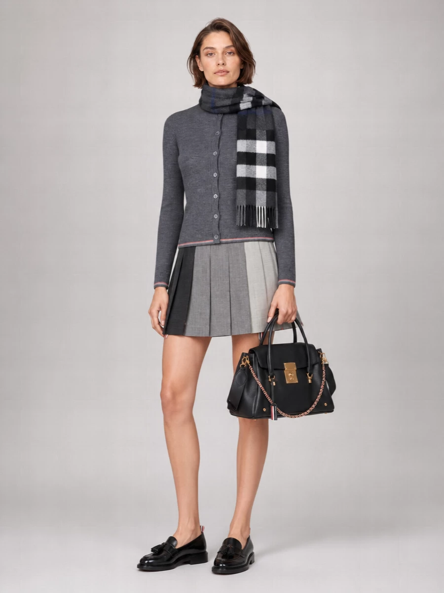 Thom Browne Ribbed Merino Wool Crewneck Cardigan
