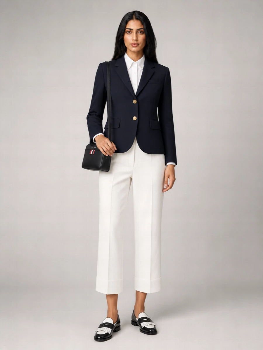 Thom Browne Wool Single-Breasted Cropped Blazer