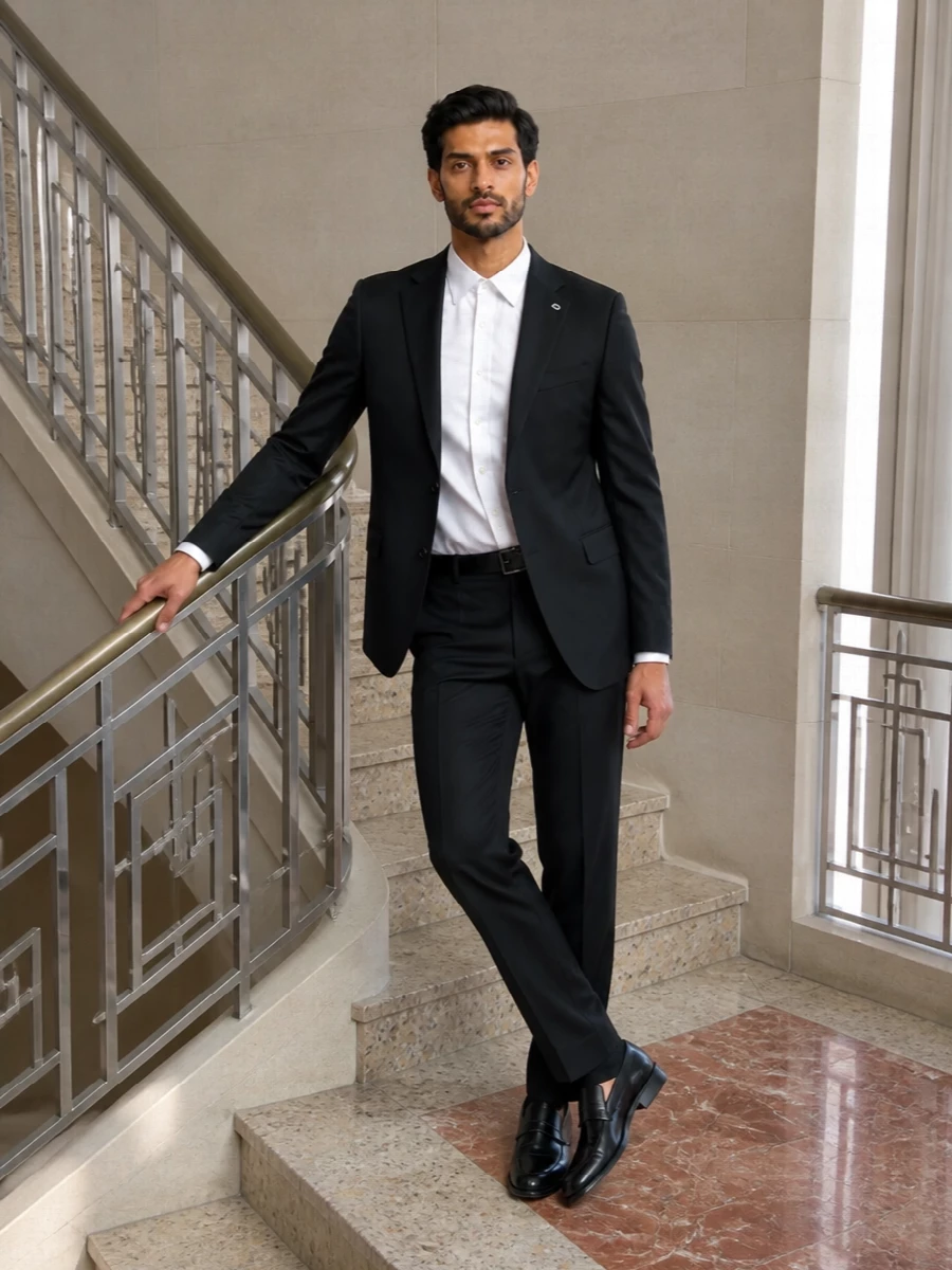 Lardini black suit tods loafers prada bag