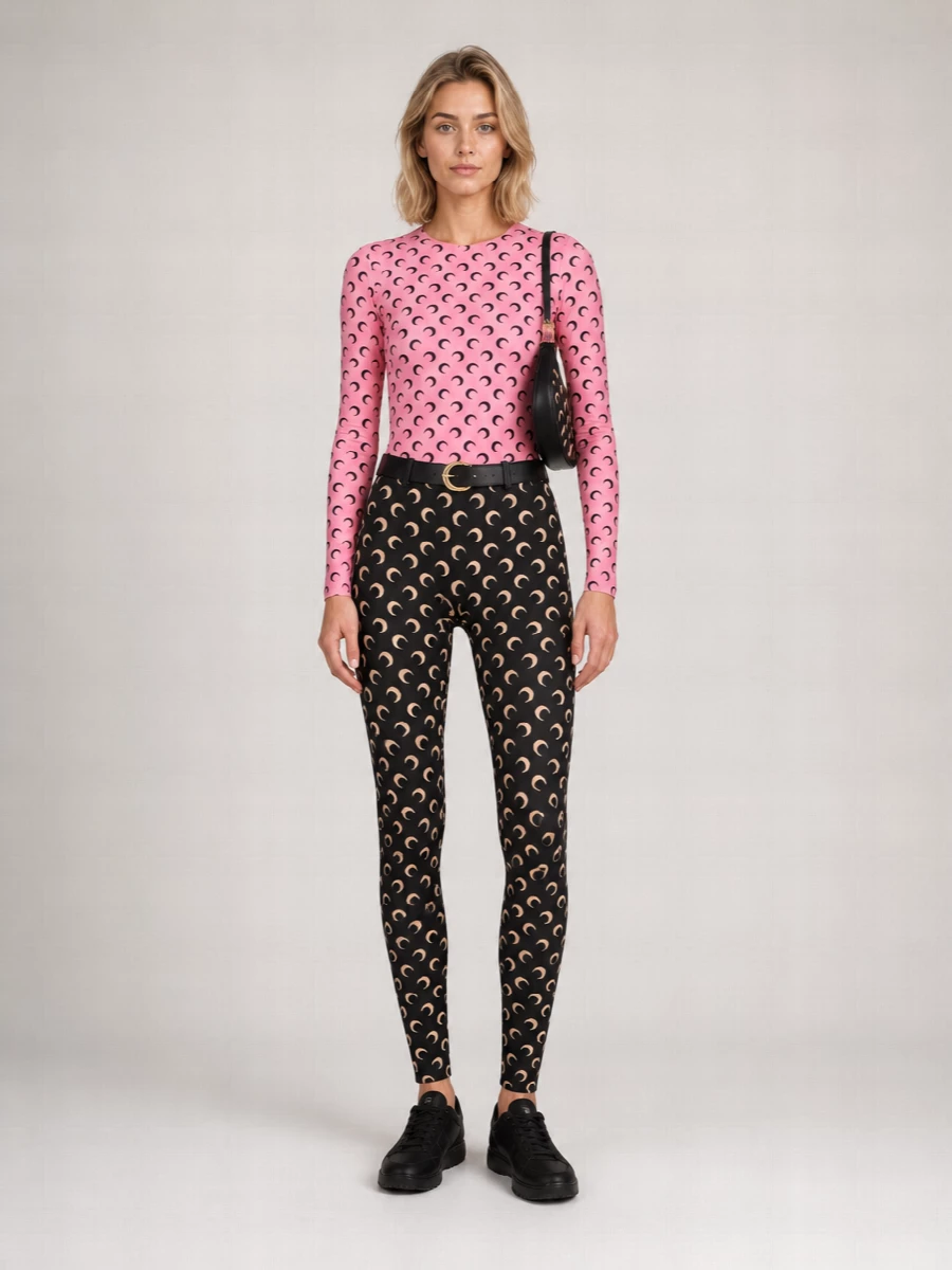 Marine Serre moon print long-sleeve bodysuit